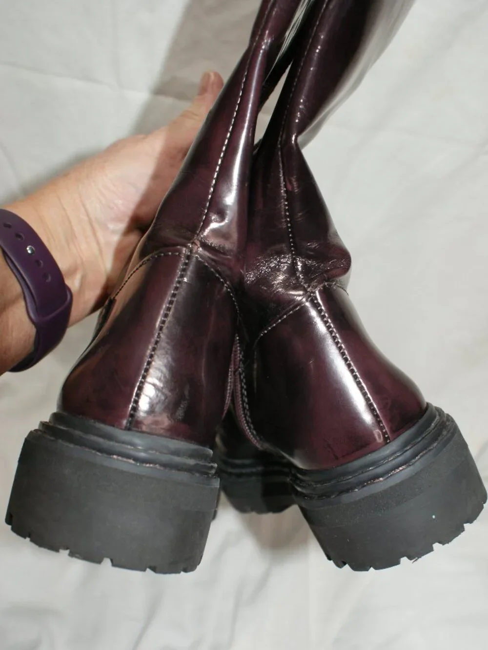 Vince Camuto Wine Leather Lug Sole Tall Boot - 8 - BRAND NEW